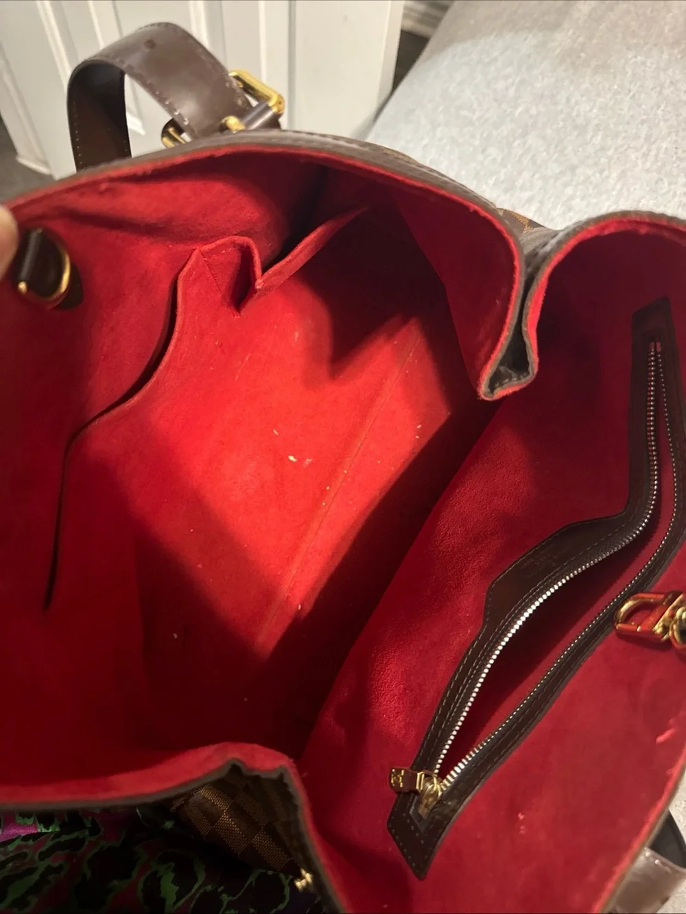 Louis Vuitton Red Interior with Dark Brown Leather Trim
